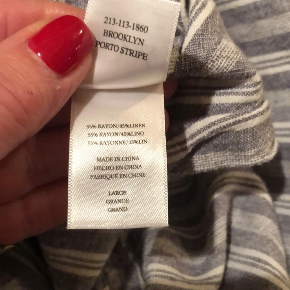 Rails size large sleeveless blue & white stripe jumpsuit with drawstring waist